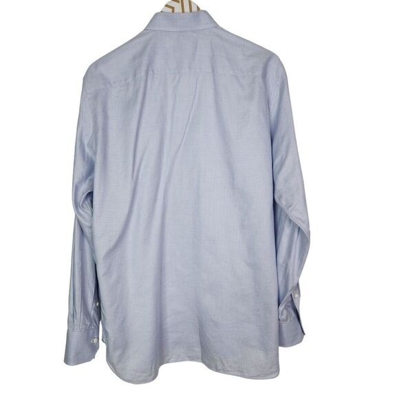 ERMENEGILDO ZEGNA Shirt Mens Medium Blue Button Tailored Fit Dress Shirt - Picture 2 of 9